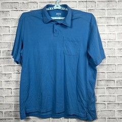 Duluth Shirt Mens XL Longtail Short Sleeve Polo Blue Workwear Casual