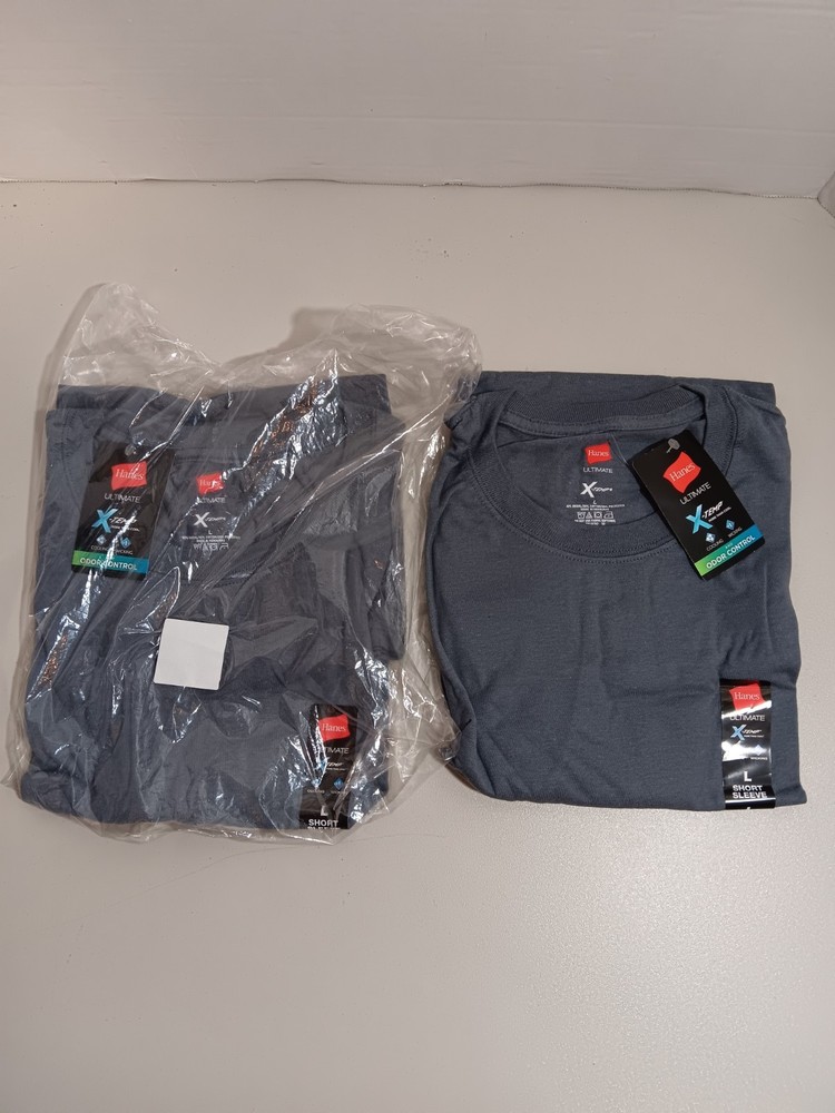 Lot Of 5 – Hanes Mens Ultimate X-Temp T-Shirt Size L Crew Neck Short Sleeve Gray