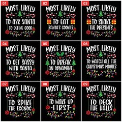 T-SHIRT (ML) Most Likely to Christmas Family Matching Shirt Costume Outfit