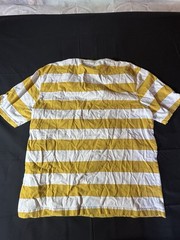 Stussy Yellow White Striped Pocket Logo Cotton Knit T-Shirt Men’s XL