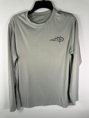 Reel Life Shirt Mens M Long Sleeve Performance Fishing UPF Tee Gray Logo Back