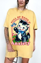 Full of Rage & Anxiety Kitty Graphic Tee Funny Vintage Cat Shirt