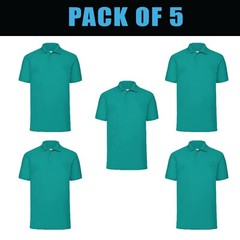 Pack of 5 & 3 Fruit of the Loom 65/35 Polo Plain Smart Casual Short Sleeve SS402