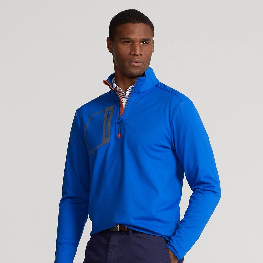 New RLX Polo Ralph Lauren Golf Shirt 1/4 Zip Men Blue Size XL X-Large $148