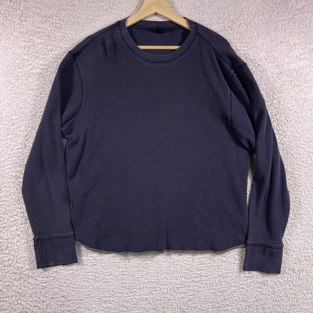Vintage GAP Thermal Shirt Mens XL Navy Heavyweight Waffle Knit Y2K Grunge 90’s