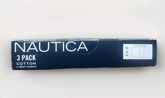 3-Pack NAUTICA Men’s White V-Neck Cotton T-Shirts w/Logo Small (34-36) NEW