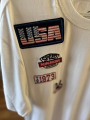 Maxi Milian Patchwork Graphic T-Shirt White Large USA Racing Streetwear Tee