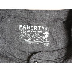 Faherty Henley Shirt Mens Large Gray Cloud Cotton Long Sleeve Casual Minimalist