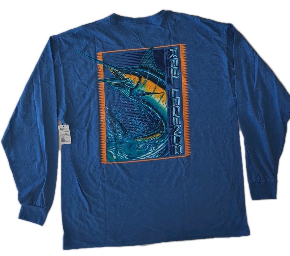 NWT Reel Legends T-shirt Double-Sided Graphics L/S Men’s Size XL