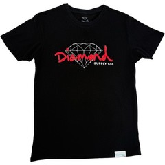DIAMOND SUPPLY CO Medium T Shirt Black Red Diamond Graphic Skater Streetwear Tee