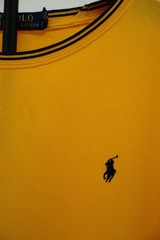 Polo Ralph Lauren Men’s XXL Yellow Crew Neck T-Shirt Tipped Collar Navy Pony