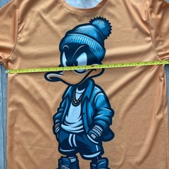 Duck T Shirt Mens XL Orange Cartoon Character Graphic Streetwear Tee Crew Neck