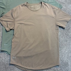 BYLT Shirts Mens XL Green Brown Lux Drop Cut Stretch Tagless Crewneck Lot Of 2