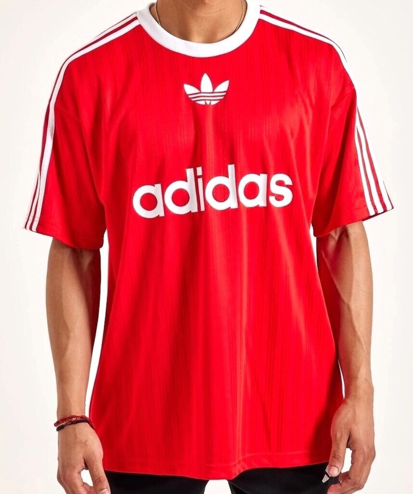 NEW MEN’S ADIDAS ORIGINALS TREFOIL POLY TEE SHIRT SIZE 2XL RED IM9458 Scarlet