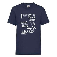 Fishing Drink Beer And Jerk Rod Humour Novelty T Shirt Various Colours And Sizes