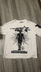 Hellstar Men’s White Graphic Print Logo Crew Neck Cotton T-Shirt Size M