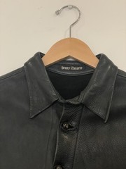 Henry Duarte Black Leather Short Sleeve Shirt 2000s Rare Collectible Rock LA