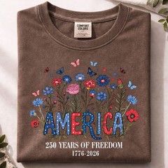 America 250 Wildflower Shirt Floral Independence Day Comfort Colors Tee