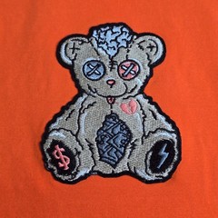 Roku Studio T-Shirt Mens 3XL Orange Embroidered Bear Patch Streetwear Tee