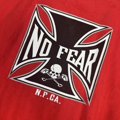 Vintage No Fear Skull Graphic Tee – Red Y2K Skate Streetwear