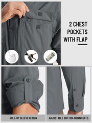 Mens Fishing Shirts Long Sleeve Sun Protection UPF50+ Quick Dry Button Down Tops