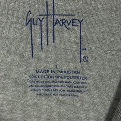 Guy Harvey Mens Shirt Large Gray Graphic Pocket Tee Marlin Fishing Short Sleeve