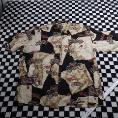 Vintage Harley Davison biker Hawaiian style all over print button up Shirt 3XL