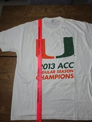 University Miami Hurricanes Basketball 2013 ACC Regular Season Champs Tshirt XL