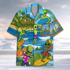 Tropical Alien Hawaiian Shirt Unisex Surfing Beach Summer Aloha