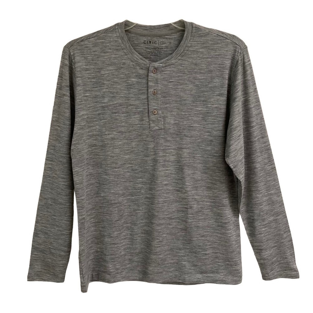 Taylor Stitch Civic The Zaha Henley Merino Wool Heather Gray men’s variety NEW