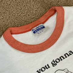 Hanes SMOKE BUSTERS Adult XL Short Sleeve Ringer Graphic T VTG 80s Poly Cotton