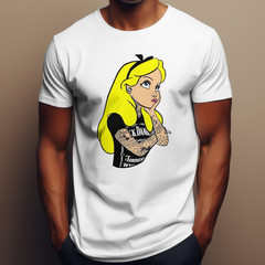 ALICE IN WONDERLAND TATTED T-Shirt | Disney Animated Film Tee | Jack Daniels Top