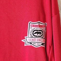 Ecko Unltd T Shirt Mens XL Red Long Sleeve 100% Polyester Jersey Fabric