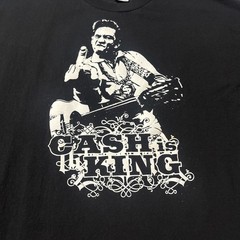 Johnny Cash King T Shirt Men XL Black Graphic Print Short Sleeve Middle Finger