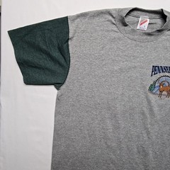 Vintage Pennsylvania Shirt Deer Nature Gray Green Mens Large Colorblock Tee