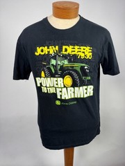 John Deere Power To The Farmer Black Graphic T-Shirt Large