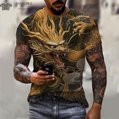 Men’s Dragon T-shirt Fashion 3d Printed Animal Pattern Short Sleeved Tops