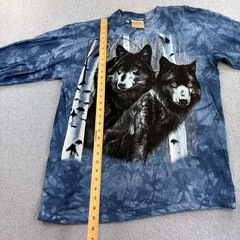 Vintage The Mountain Shirt Mens Large Blue Long Sleeve Wolves Tie Dye Nature Tee