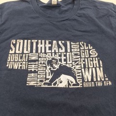 Bella + Canvas T Shirt Mens Large Blue Southeast Bobcat Power Nebraska Tee