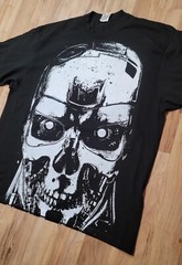 TERMINATOR JUMBO WHITE PRINT ON A SHAKA HEAVYWEIGHT GARMET DYED T SHIRT “MODERN”