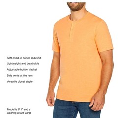 GAP Men’s Soft Short Sleeve Half Button Collar Slub Henley Apricot Wash Medium