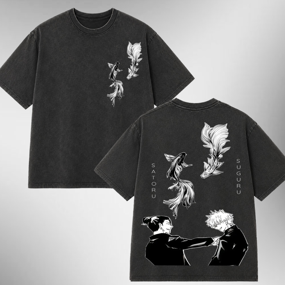 Gojo Geto Jujutsu Kaisen Vintage Washed Tee, Anime Streetwear Gift