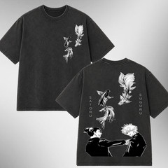 Gojo Geto Jujutsu Kaisen Vintage Washed Tee, Anime Streetwear Gift