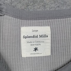 Splendid Mills Shirt Mens Large Gray Long Sleeve Thermal Waffle Crewneck Stretch