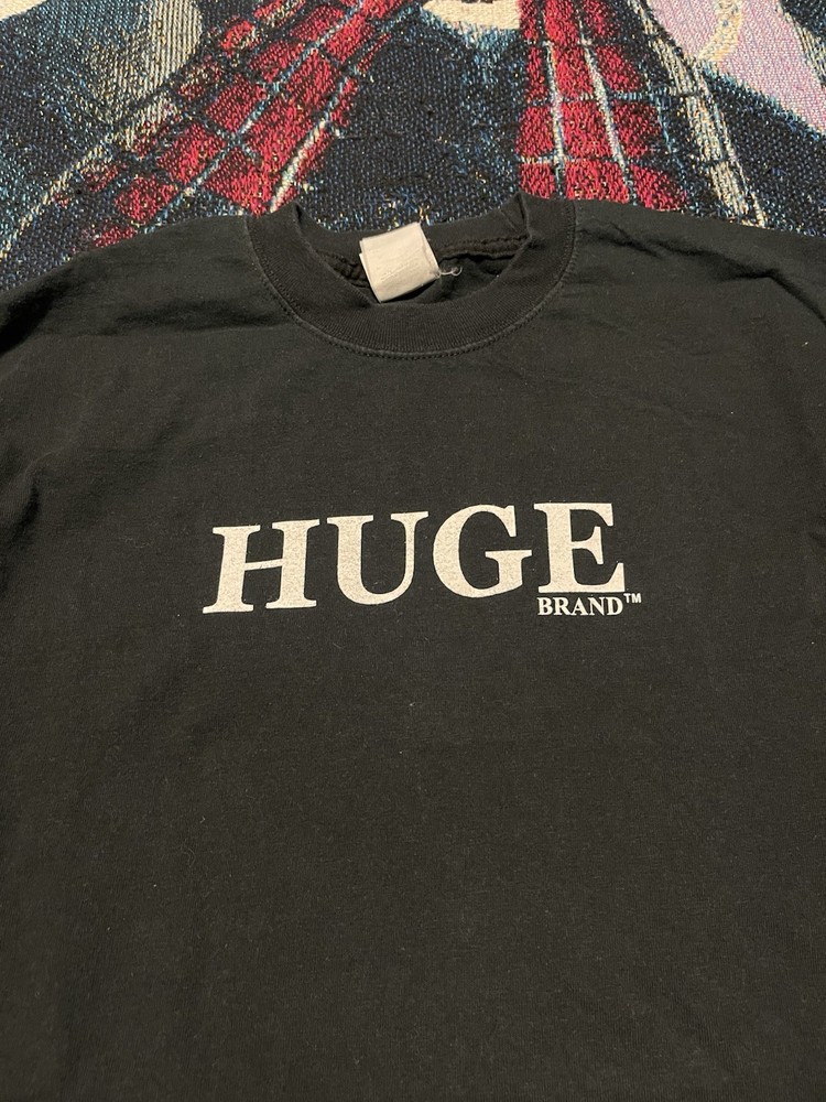 Vintage Y2K Huge Brands Black Spell Out Shirt Men’s M Funny Innuendo Crude Black