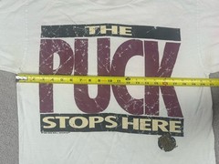 Vtg The Puck Stops Here Hockey Is Life T-shirt Large White Big Ball Sports