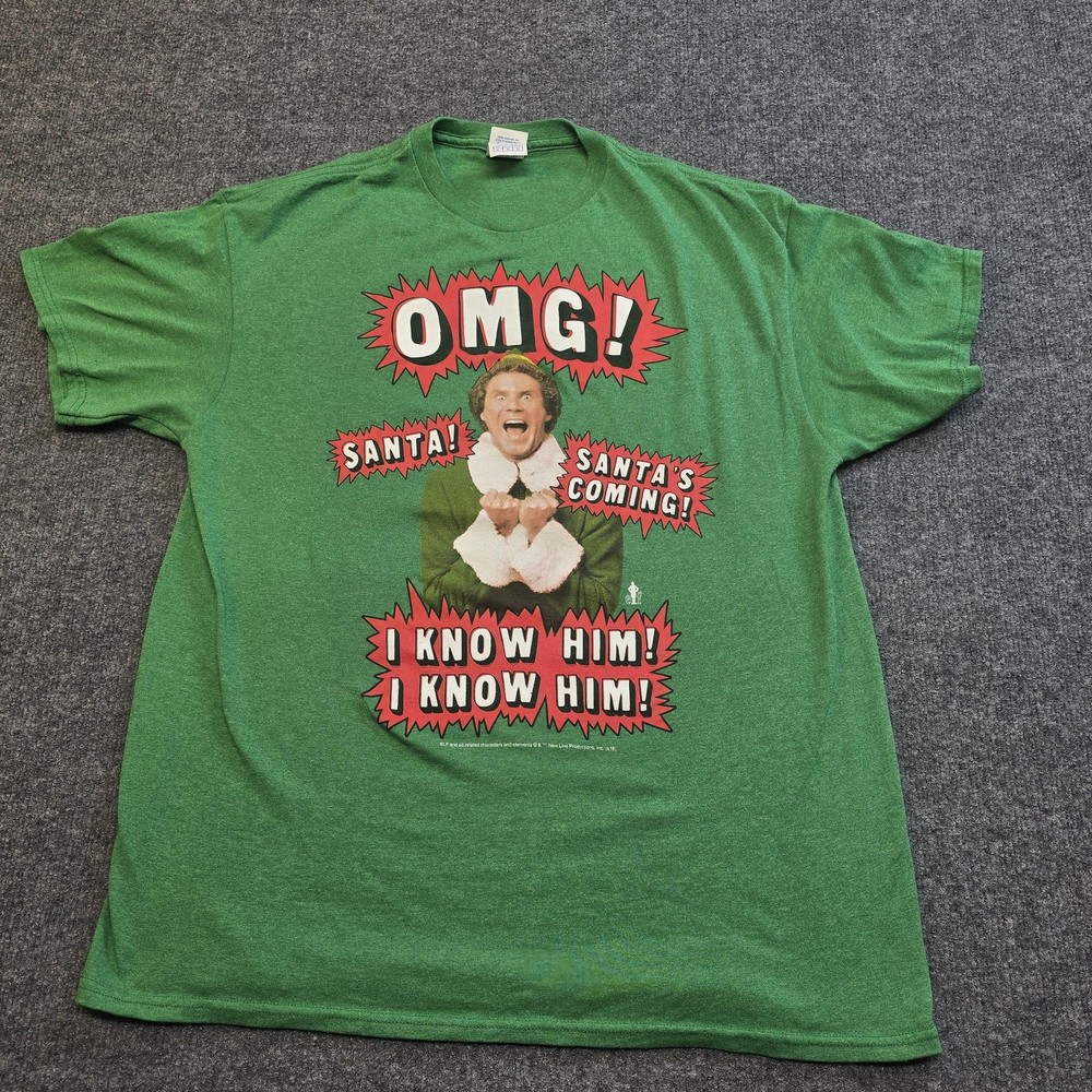 Elf Buddy The Elf Shirt Mens Large Green OMG Santa Christmas Movie Graphic Tee