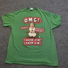 Elf Buddy The Elf Shirt Mens Large Green OMG Santa Christmas Movie Graphic Tee