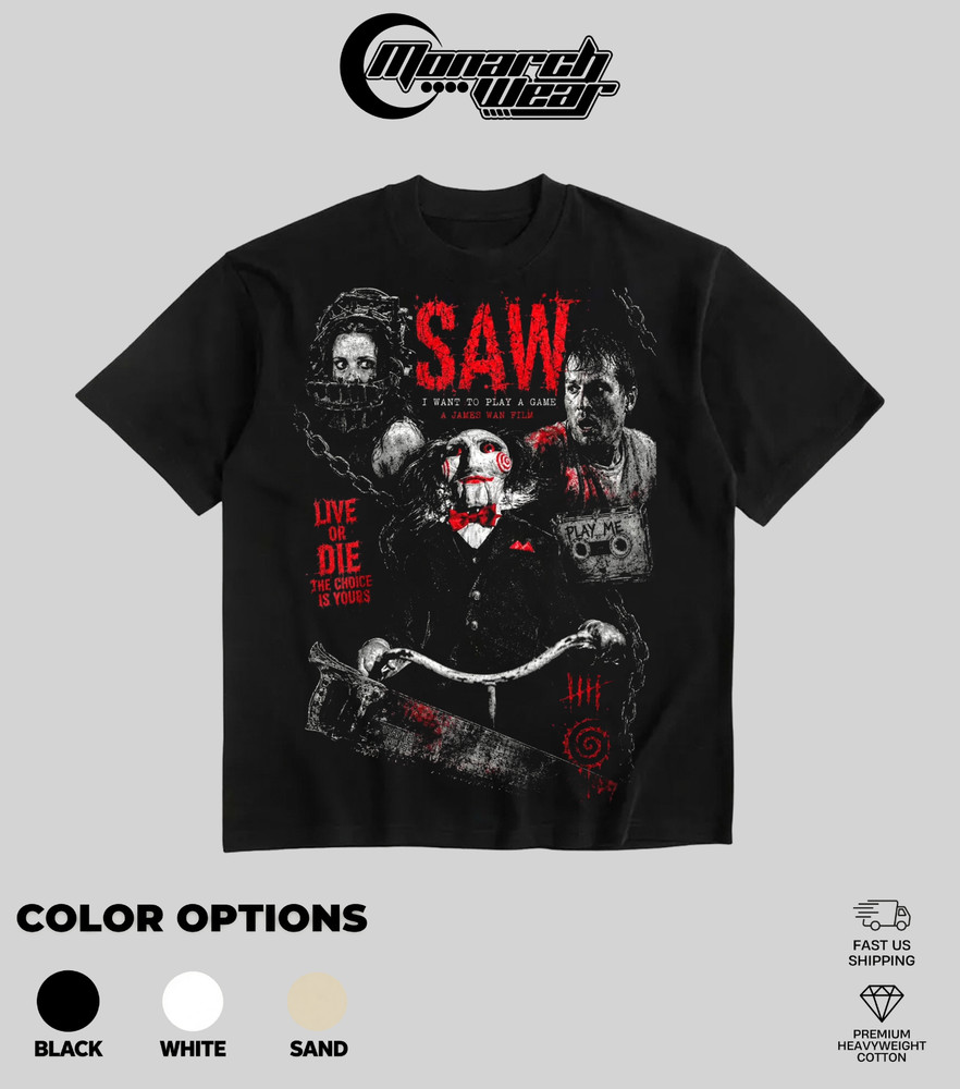 Monarch Wear “Saw” Horror Movie Graphic Heavyweight Streetwear T-Shirt