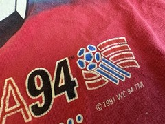 VTG 1994 World Cup USA Tie Dye T Shirt Soccer Red Blue Single Stitch Boxy XL